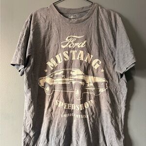 Ford Mustang Speedshop Graphic Tee - Gray with Cream Print